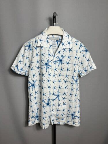 versace jeans couture starfish shirt beach mens white blue short 